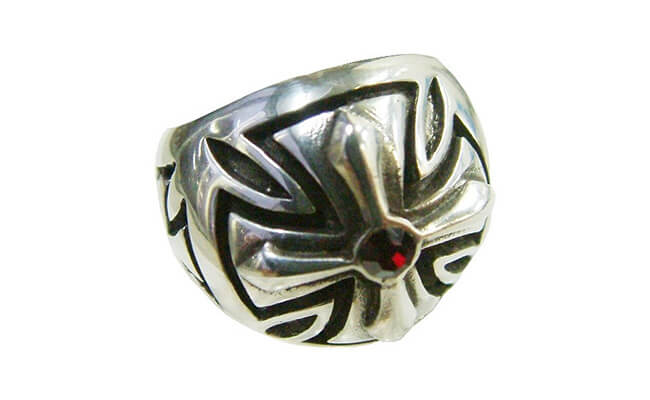 75％OFF メンズ 指輪 メンズリング シルバーミックス ピューター クロス リング