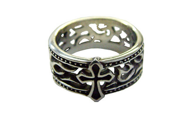 75％OFF メンズ 指輪 メンズリング シルバーミックス ピューター クロス リング